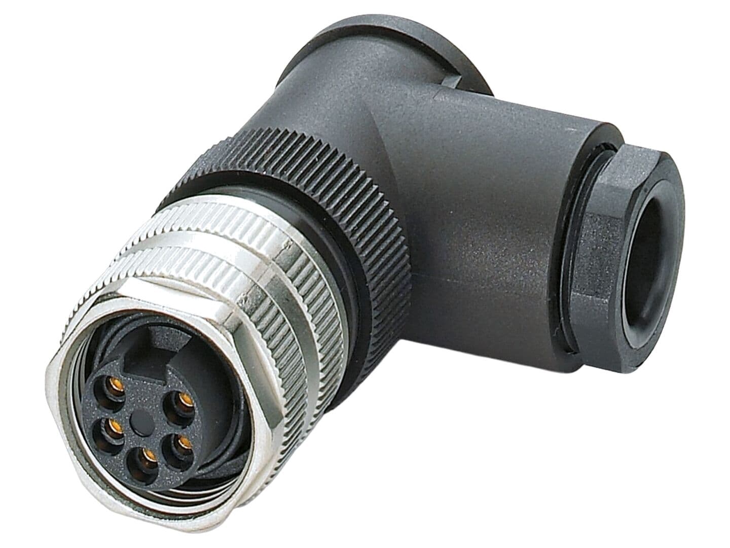 Conector 7/8" mufă, 5 pini, în unghi, IP67, 9A, 300V