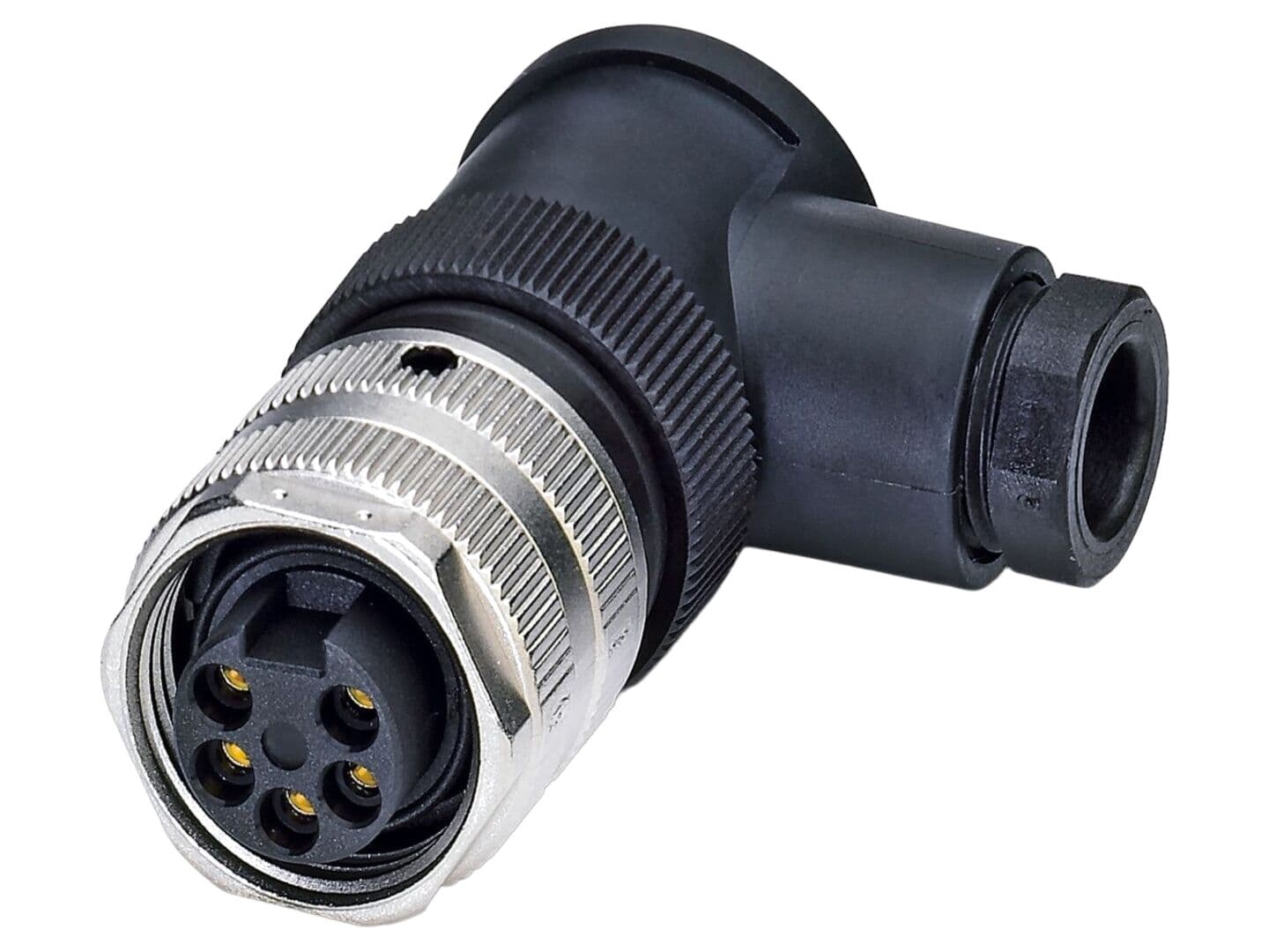 Conector 7/8" mufă, 5 pini, în unghi, IP67, 9A, 300V