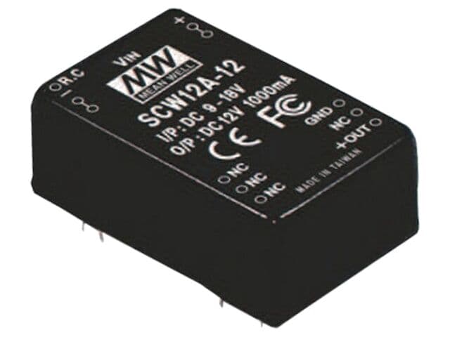 Convertor DC/DC 12W, 12V DC, Protecție SCP/OPP - MEAN WELL SCW12B-12