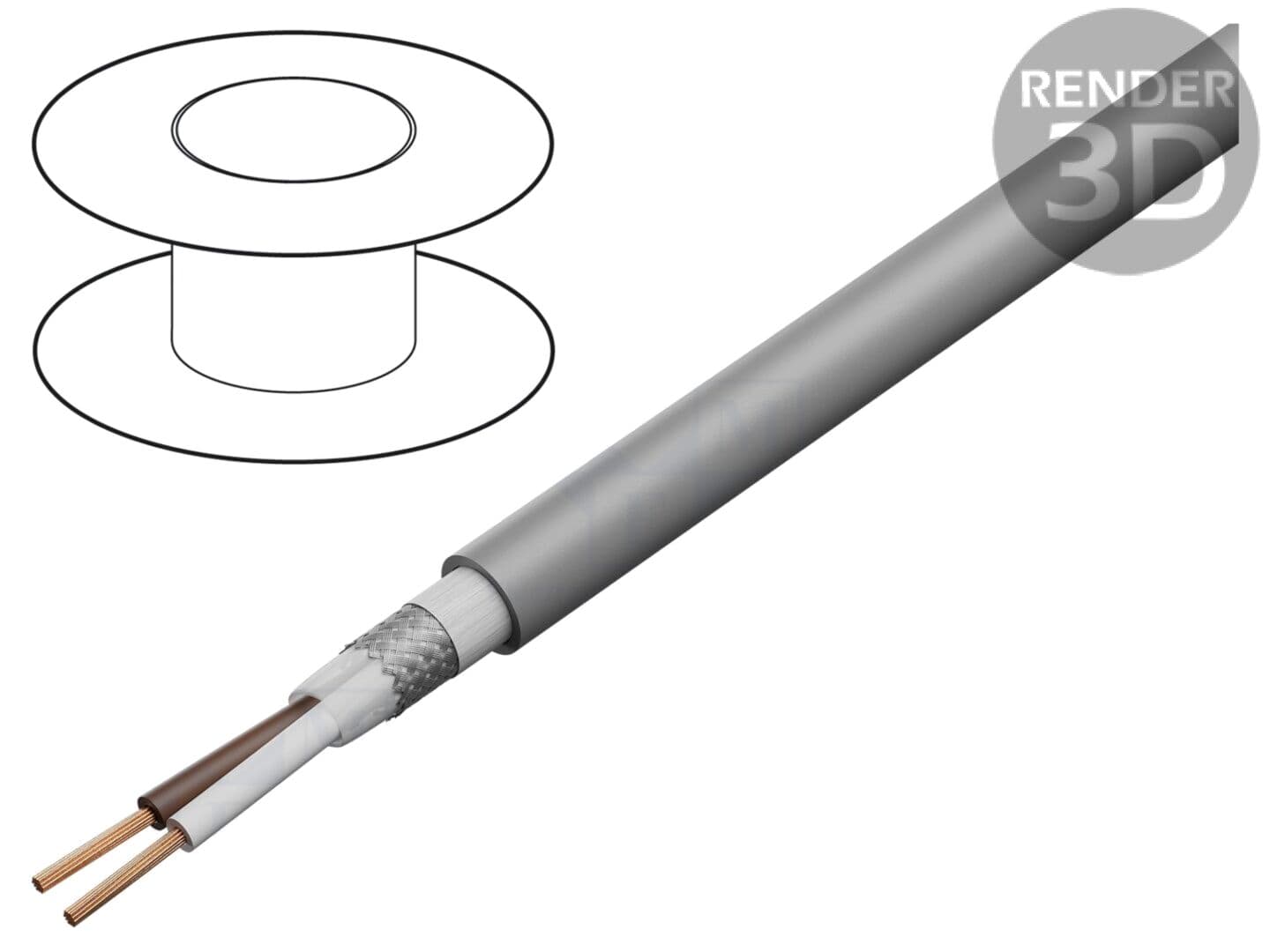 Cablu de control ecranat PUR gri, 2x0,75 mm², pentru lanțuri energetice