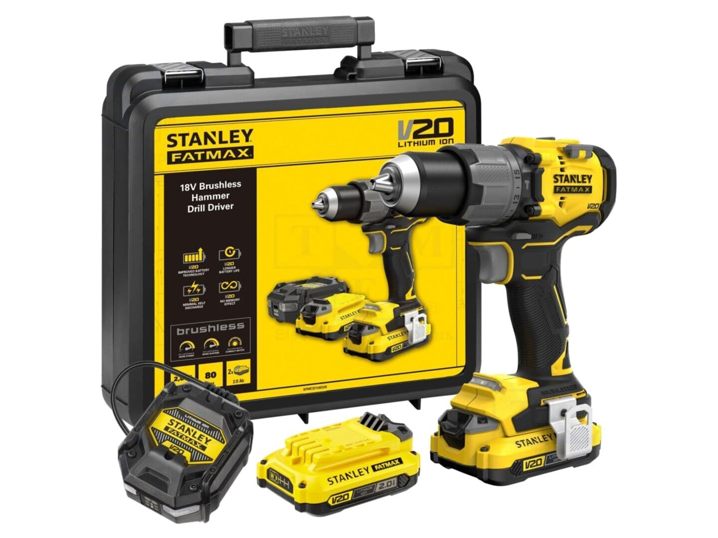 Mașină de găurit cu acumulator STANLEY SFMCD726D2K-QW, 0-500/0-2000 rot/min