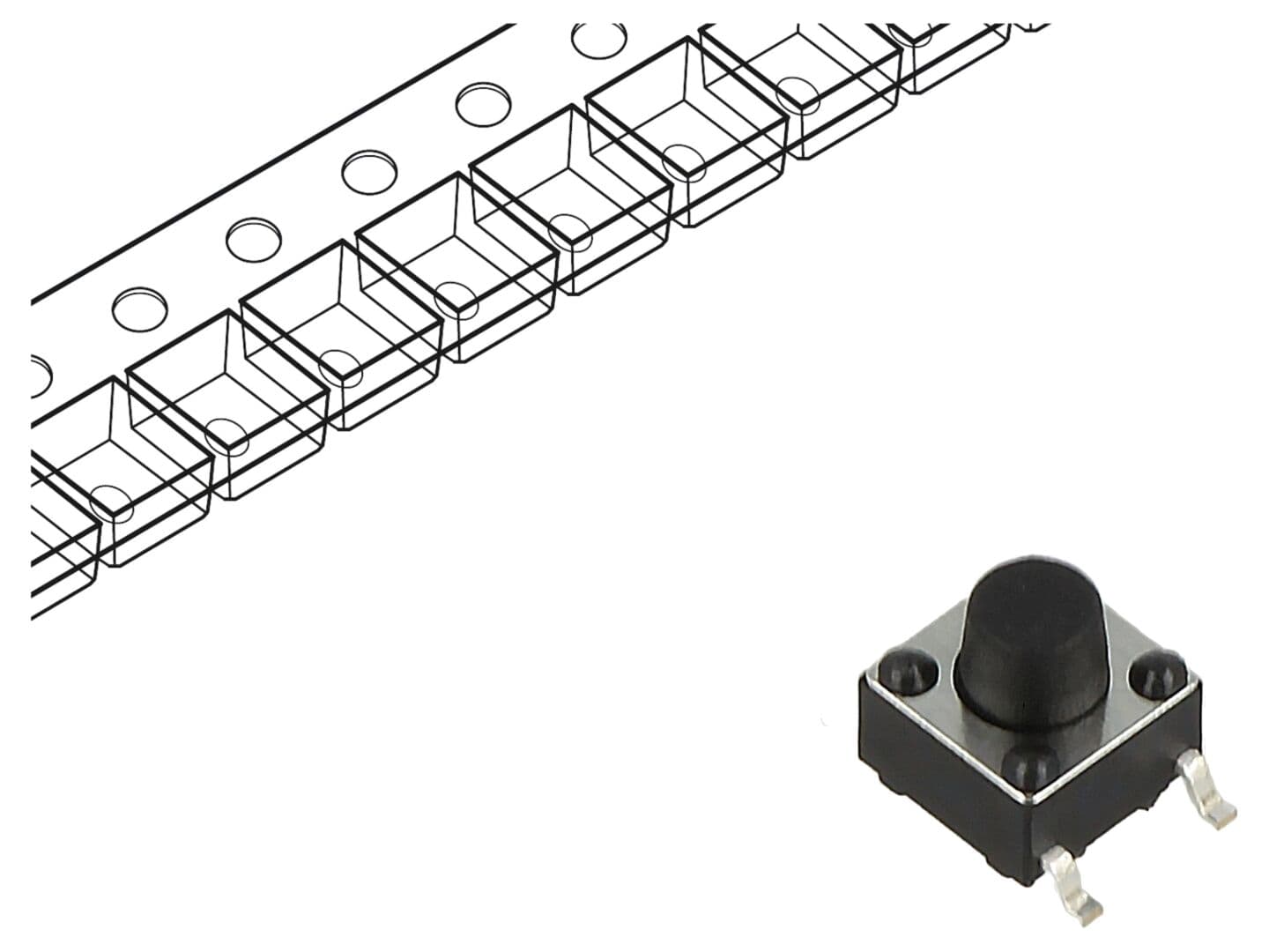 Microîntrerupător TACT SPST 0,05A/12VDC SMT - Durabilitate 100000 cicluri