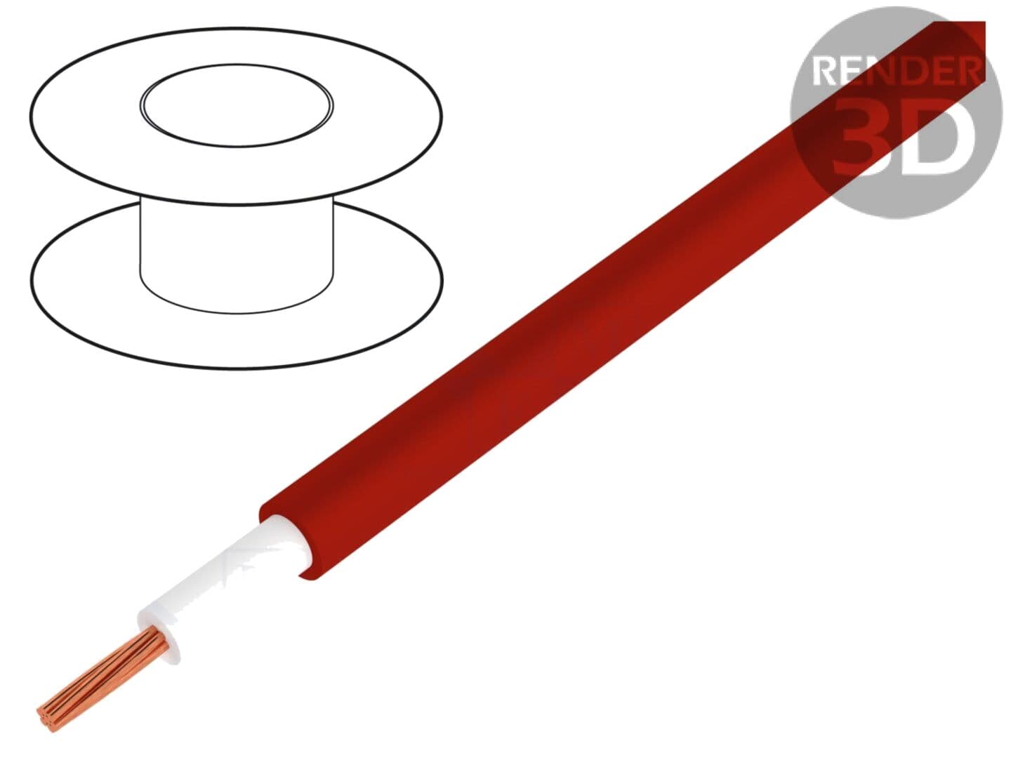 Cablu litat OFC 1x1mm², dublă izolație, roșu