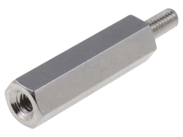 Piuliță-distanțieră filetată M4, 50mm, din alamă cu acoperire nichel