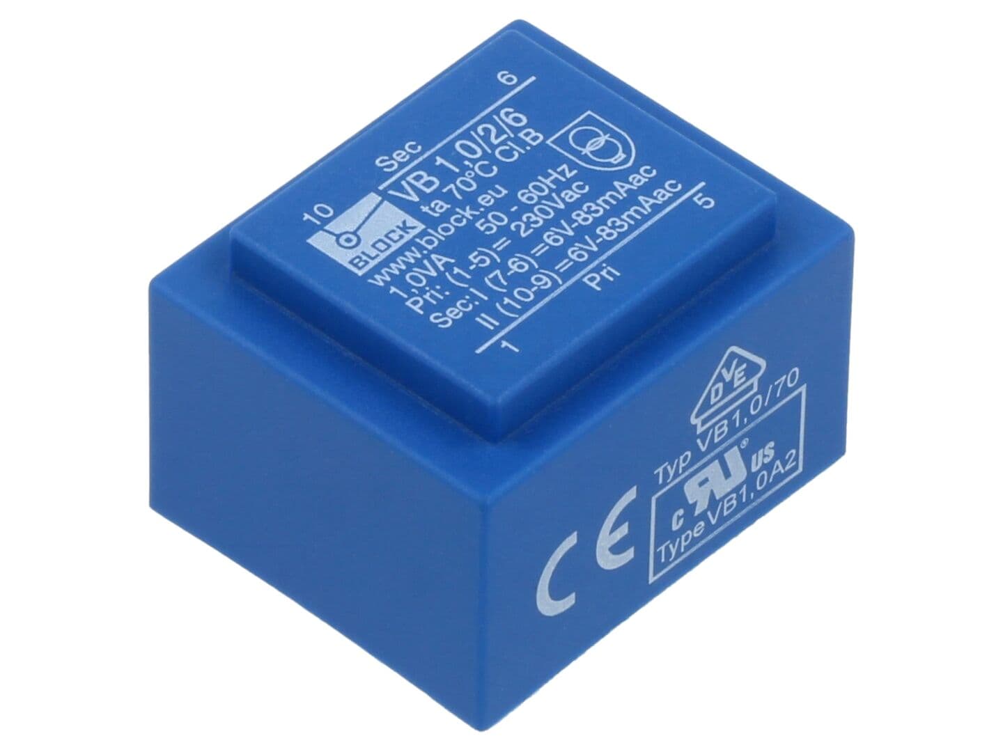 Transformator PCB 1VA, 230VAC, 6V